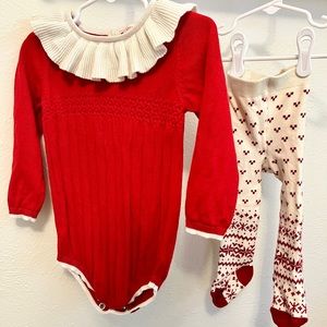 Baby holiday sweater and tights bundle